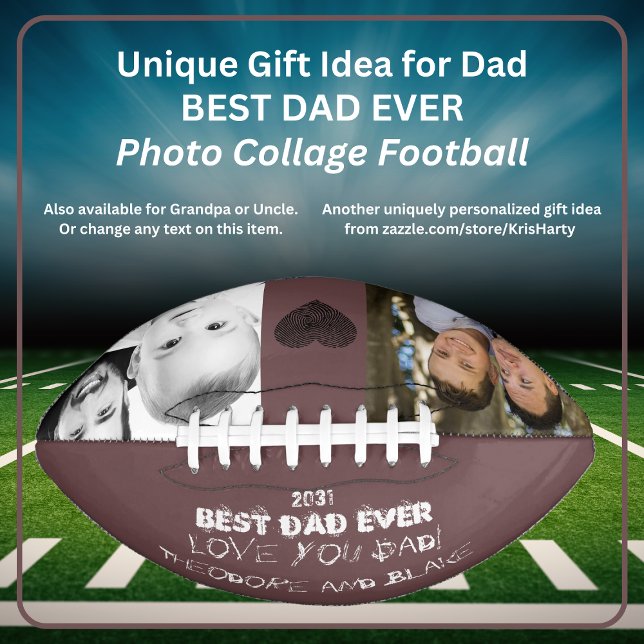 Christmas Best Dad Ever 2 Photo Collage Unique Fun Football (Creator Uploaded)