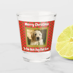 Christmas Best Dog Dad Ever Custom Pet Photo Shot Glass