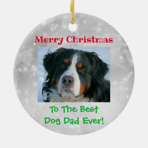Christmas Best Dog Dad Ever Pet Custom Photo Ceramic Ornament