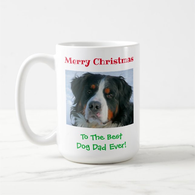 Christmas Best Dog Dad Ever Pet Photo Coffee Mug (Left)