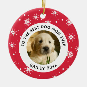 Christmas Best Dog Mum Ever Pet Photo Ceramic Ornament