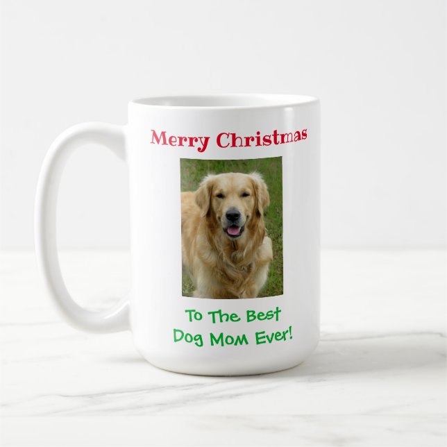 Christmas Best Dog Mum Ever Pet Photo Coffee Mug (Left)