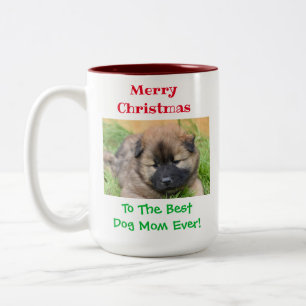 Christmas Best Dog Mum Ever Pet Photo Two-Tone Coffee Mug