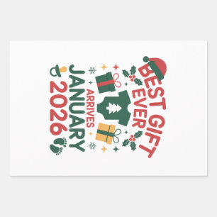 Christmas Best Gift Arrives January 2026 Couples Wrapping Paper Sheet