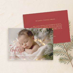 Christmas Best Gift Calligraphy Modern Baby Photo Announcement