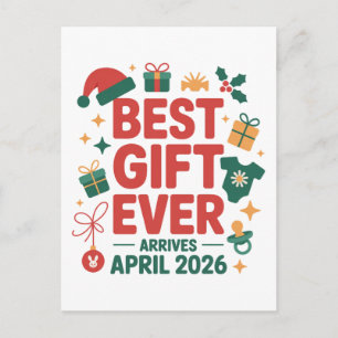 Christmas Best Gift Ever Arrives April 2026 Couple Announcement Postcard