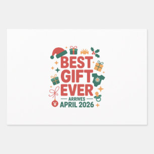 Christmas Best Gift Ever Arrives April 2026 Couple Wrapping Paper Sheet