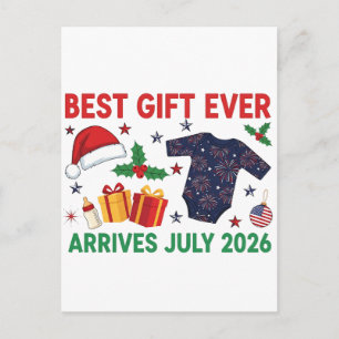 Christmas Best Gift Ever Arrives July 2026 Announcement Postcard