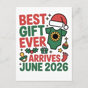 Christmas Best Gift Ever Arrives June 2026 Holiday Postcard