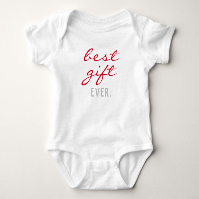 Christmas “Best Gift Ever” Holiday and Announcment Baby Bodysuit (Front)