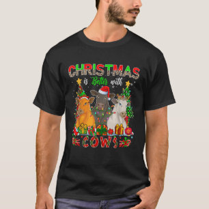 Christmas Better With Cows Three Santa Reindeer El T-Shirt