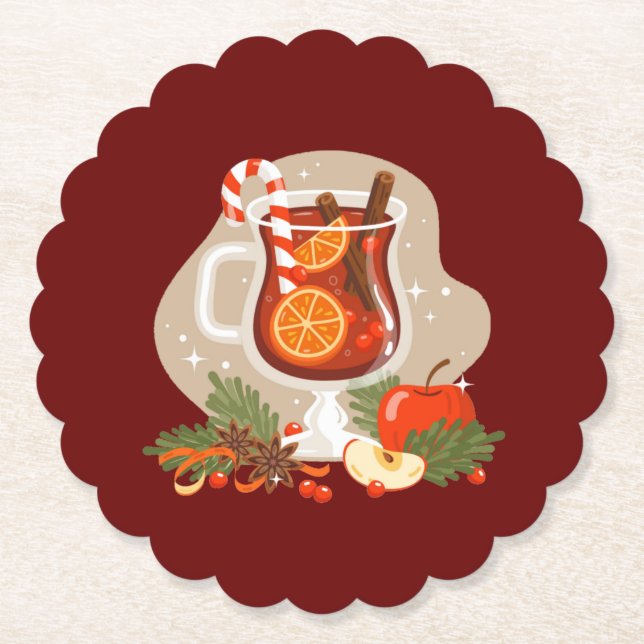 Christmas beverage  paper coaster (Front)