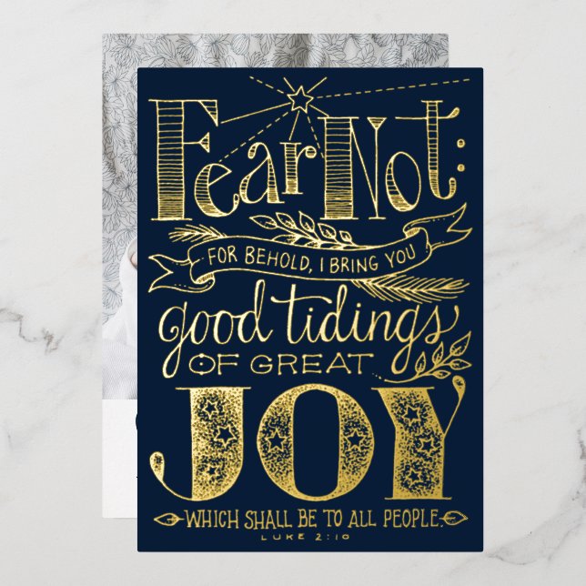 Christmas Bible Quote | Photo Foil Holiday Card (Front/Back)