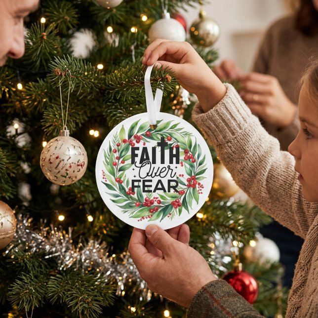 Christmas Bible verse Greenery Black Typography Ornament (Creator Uploaded)