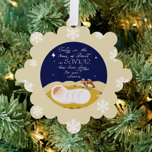 Christmas Bible Verse Luke Modern Script Custom  Tree Decoration Card
