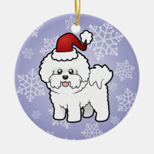Christmas Bichon Frise Ceramic Tree Decoration
