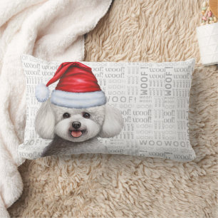 Christmas Bichon Frise Dog Holiday Lumbar Cushion