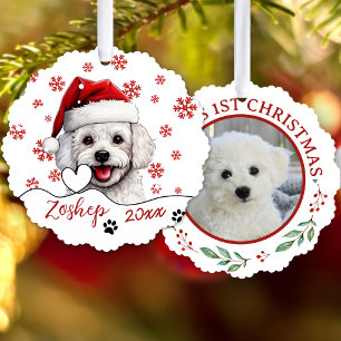 Christmas Bichon Frise Dog Personalised Tree Decoration Card