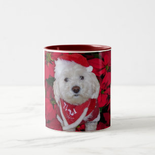 Christmas Bichon Frise Dog Two-Tone Coffee Mug