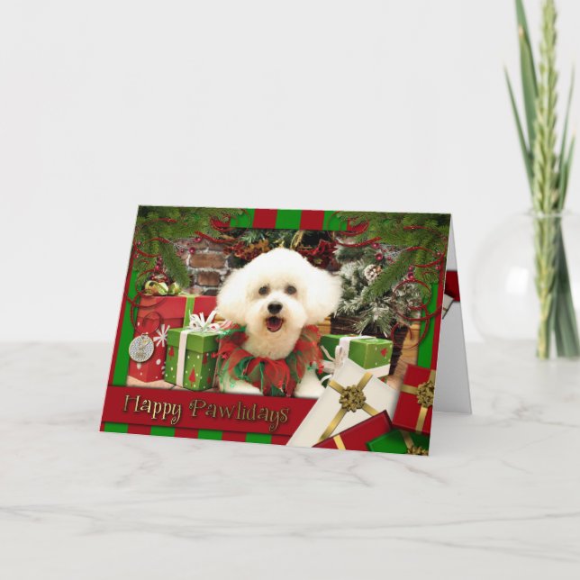 Christmas - Bichon Frise - Lilly Holiday Card (Front)