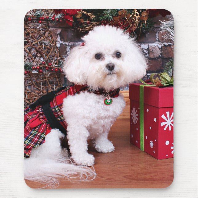 Christmas - Bichon Frise - Mia Mouse Pad (Front)