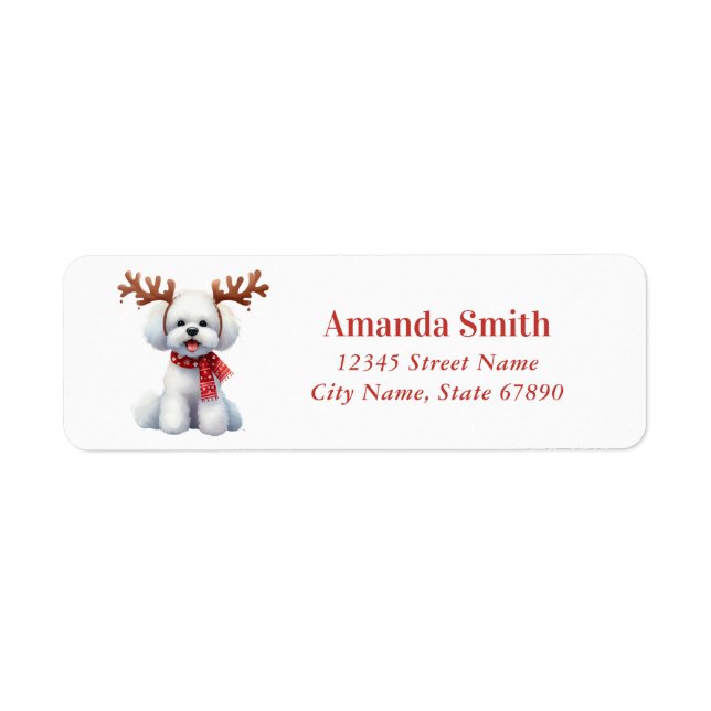 Christmas Bichon Frise Return Address Labels (Front)