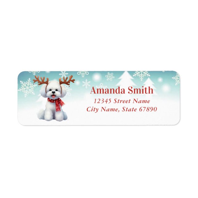 Christmas Bichon Frise Return Address Labels (Front)