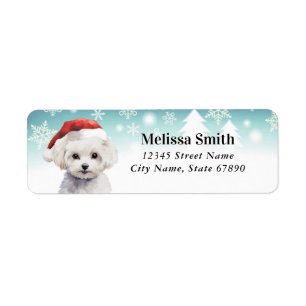 Christmas Bichon Frise Return Address Labels