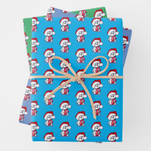 Christmas Bichon Wrapping Paper Set of 3 Sheets