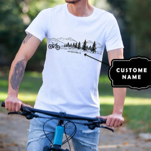 Christmas Bicycle Christmas Light Black White Name T-Shirt