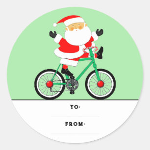 Christmas Bicycle Gift Tag Classic Round Sticker