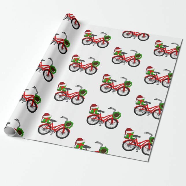 Christmas Bicycle Wrapping Paper (Unrolled)