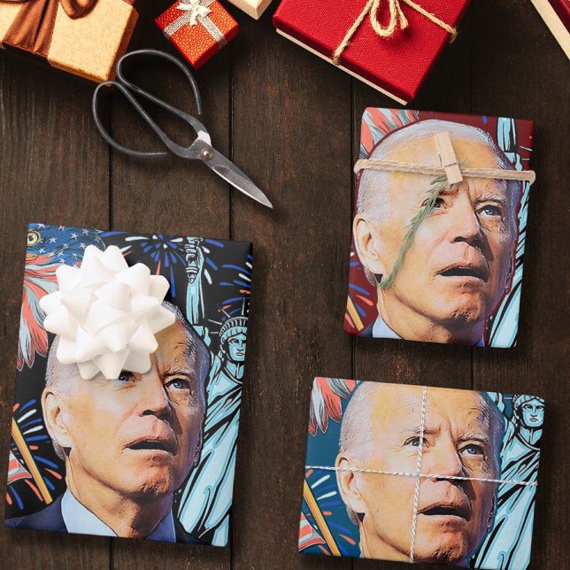 Christmas Biden Funny Joe Biden Confused Xmas Wrapping Paper Sheet (Creator Uploaded)