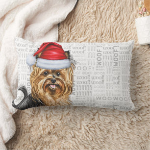 Christmas Biewer Terrier Dog Holiday Lumbar Cushion