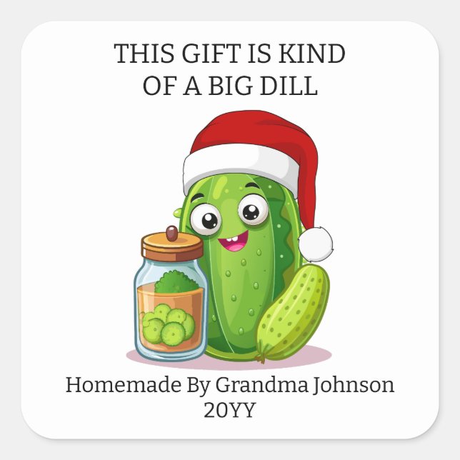 Christmas Big Dill Gift Square Sticker (Front)