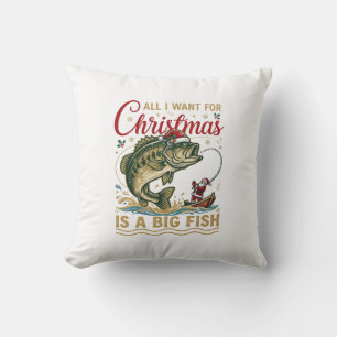 Christmas Big Fish Bass Santa Boat Fishing Cushion