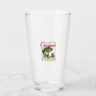 Christmas Big Fish Bass Santa Boat Fishing Glass