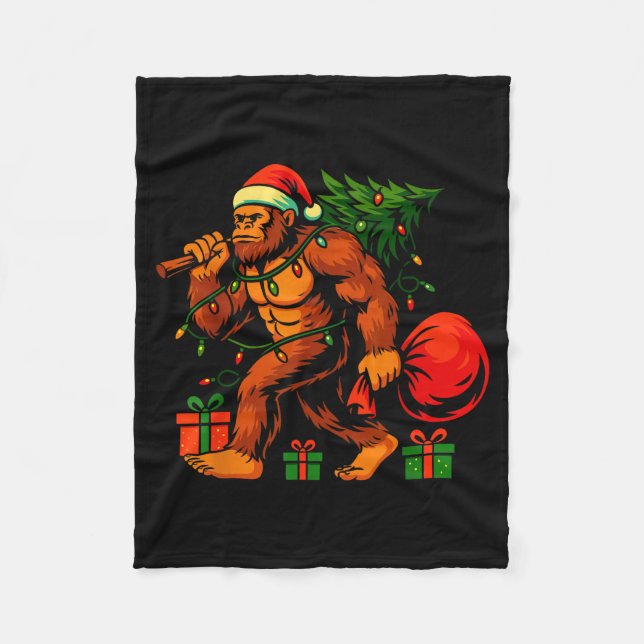 Christmas Bigfoot Costume Men Boy Sasquatch Xmas T Fleece Blanket (Front)