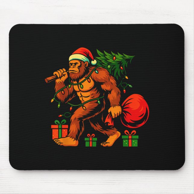 Christmas Bigfoot Costume Men Boy Sasquatch Xmas T Mouse Pad (Front)