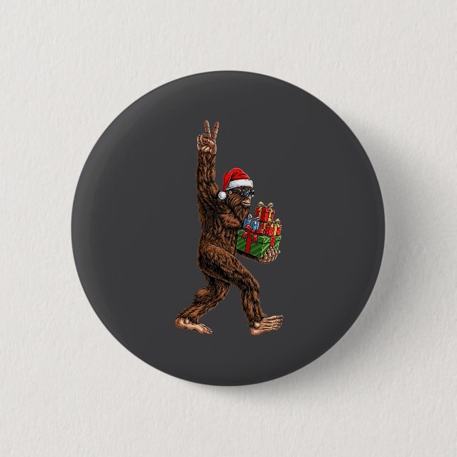 Christmas Bigfoot Santa Hat Funny Sasquatch Big Fo 6 Cm Round Badge (Front)