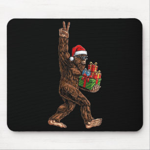 Christmas Bigfoot Santa Hat Funny Sasquatch Big Fo Mouse Pad