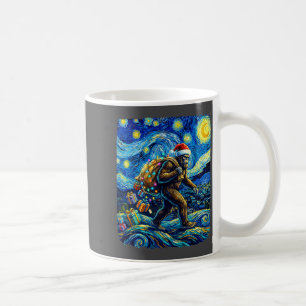 Christmas Bigfoot Santa Hat Van Gogh Starry Night  Coffee Mug