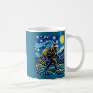 Christmas Bigfoot Santa Hat Van Gogh Starry Night  Coffee Mug