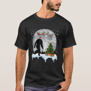 Christmas Bigfoot Santa Tree Sleigh Moon Reindeer T-Shirt