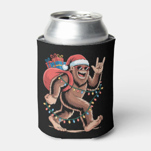 Christmas Bigfoot Sasquatch Xmas Tree Lights Santa Can Cooler