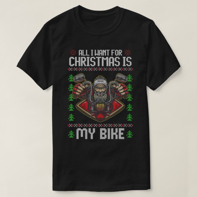 Christmas Biker Motorcycle Cruiser Bike Motorbike  T-Shirt (Design Front)