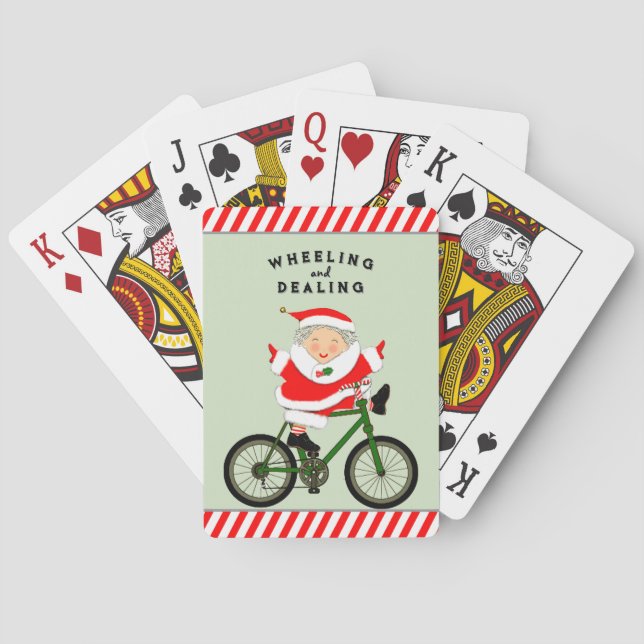 Christmas Biking Cyclist Playing Cards (Back)