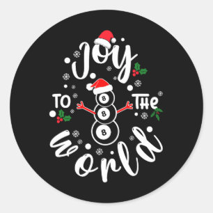 Christmas Billiards Joy To The World Funny Billiar Classic Round Sticker