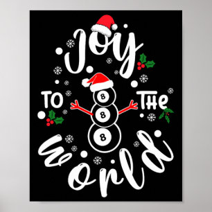 Christmas Billiards Joy To The World Funny Billiar Poster