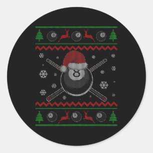Christmas Billiards Pool Snooker Sport Player Funn Classic Round Sticker
